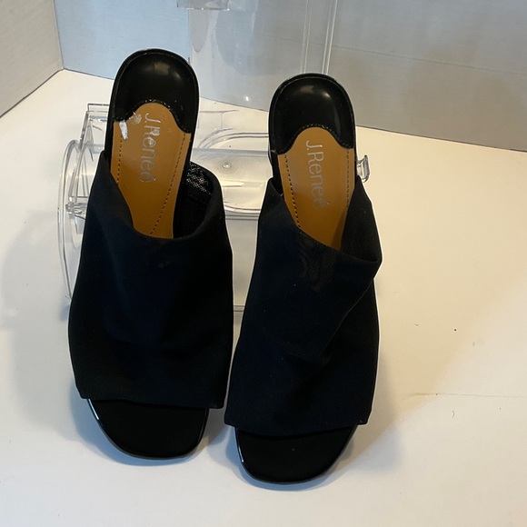 J.Renee Black Open-Toe Slip-On Mule with Low Block Heel - Picture 3 of 6